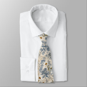 Chinoiserie Dragonflies and Daisies Neck Tie