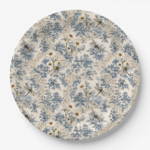 Chinoiserie Dragonflies, Daisies and Lace Paper Plates