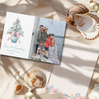 Chinoiserie Driftwood Christmas Tree photo Holiday Card
