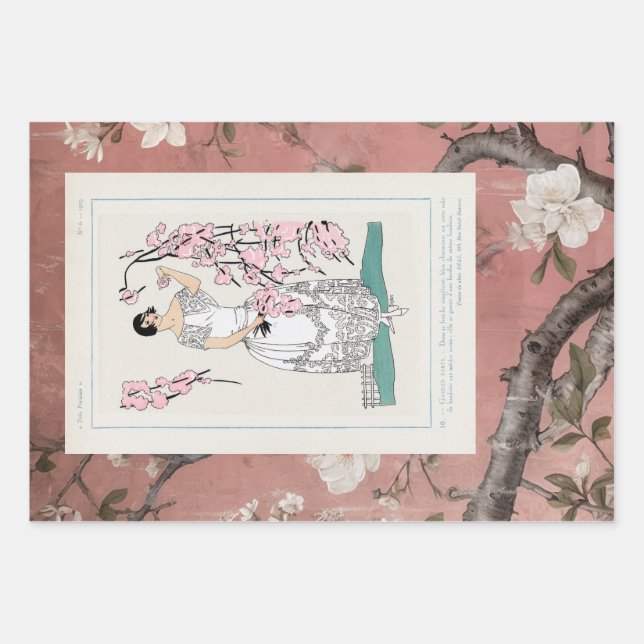 Chinoiserie Dusty Pink + Fashion Wrapping Paper Sheets (Front 2)