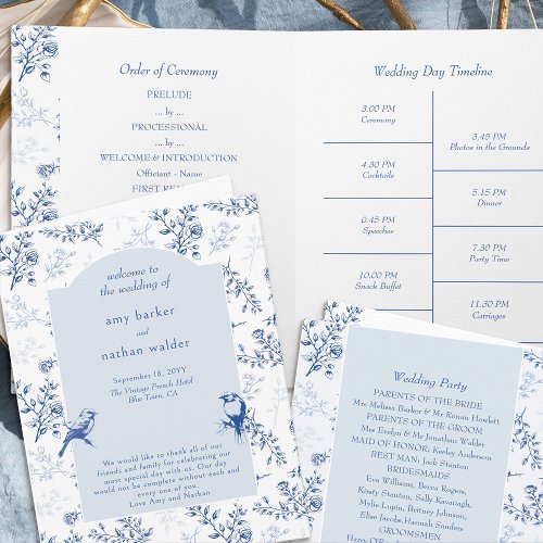 Chinoiserie Elegant Blue Floral Wedding Program