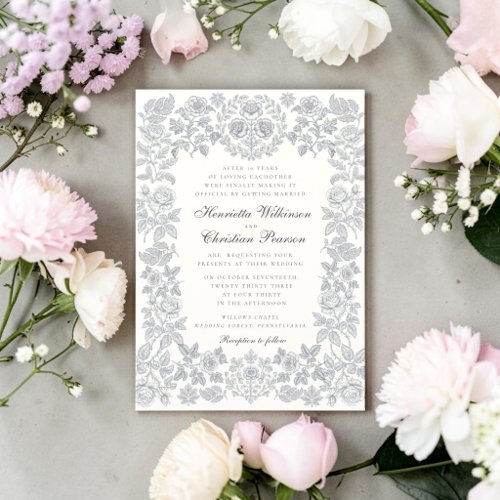 Chinoiserie Elegant Botanical Floral Wedding Card