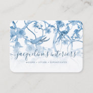 Chinoiserie Elegant Floral Dusty Blue Vintage Bird Business Card at Zazzle