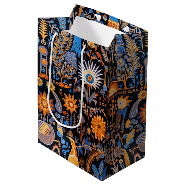 Chinoiserie Exotic Birds Botanical Pattern (10) Medium Gift Bag (Front Angled)