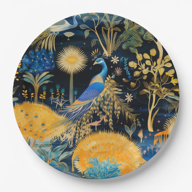 Chinoiserie Exotic Birds Botanical Pattern (10) Paper Plates (Front)