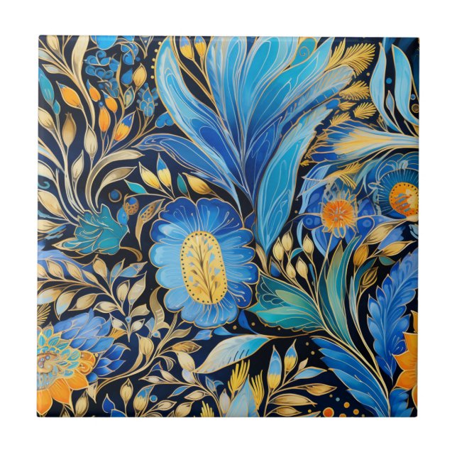 Chinoiserie Exotic Birds Botanical Pattern (3) Ceramic Tile (Front)