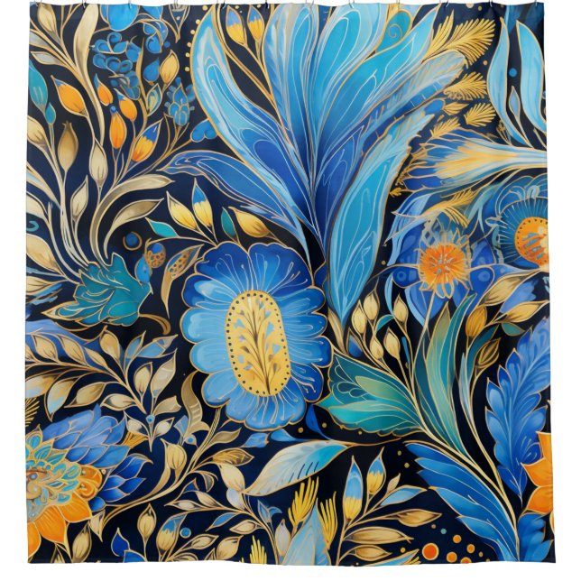 Chinoiserie Exotic Birds Botanical Pattern (3) Shower Curtain (Front)