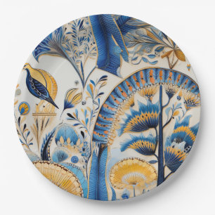 Chinoiserie Exotic Birds Botanical Pattern (4) Paper Plates