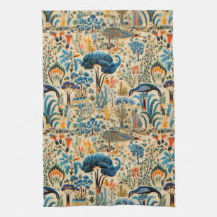 Chinoiserie Exotic Birds Botanical Pattern (6) Kitchen Towel