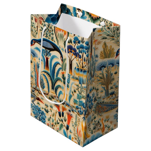 Chinoiserie Exotic Birds Botanical Pattern (6) Medium Gift Bag (Front Angled)