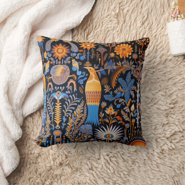 Chinoiserie Exotic Birds Botanical Pattern (6) Throw Pillow (Blanket)