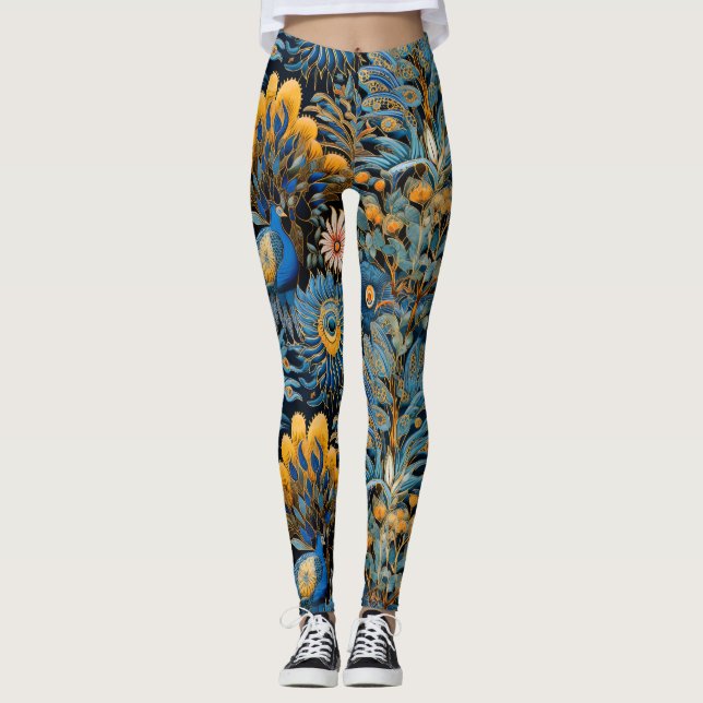 Chinoiserie Exotic Birds Botanical Pattern (7) Leggings (Front)