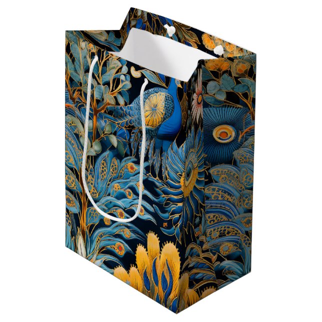 Chinoiserie Exotic Birds Botanical Pattern (7) Medium Gift Bag (Front Angled)