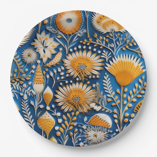 Chinoiserie Exotic Birds Botanical Pattern (7) Paper Plates (Front)