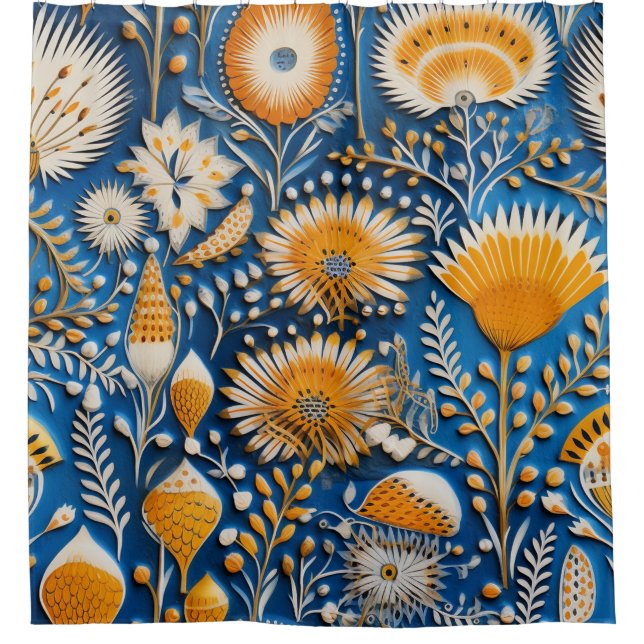 Chinoiserie Exotic Birds Botanical Pattern (7) Shower Curtain (Front)