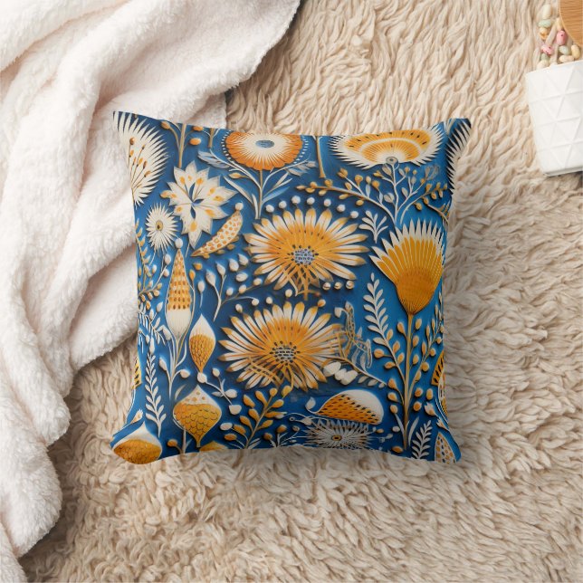 Chinoiserie Exotic Birds Botanical Pattern (7) Throw Pillow (Blanket)