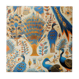 Chinoiserie Exotic Birds Botanical Pattern (9) Ceramic Tile