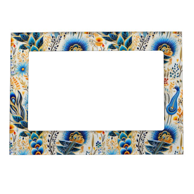 Chinoiserie Exotic Birds Botanical Pattern (9) Magnetic Frame (Front)