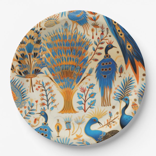 Chinoiserie Exotic Birds Botanical Pattern (9) Paper Plates (Front)
