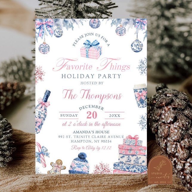 Chinoiserie Favorite Things Holiday Party Invitation (Creator Uploaded)