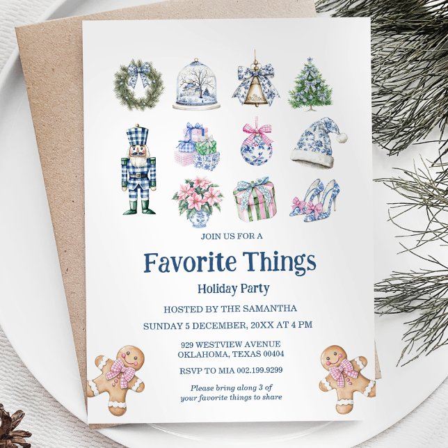 Chinoiserie Favorite Things Holidays Party Invitation (Creator Uploaded)