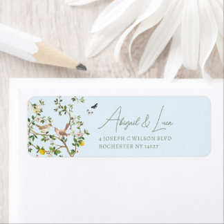 Chinoiserie Floral Bird Wedding Invitation Address Label