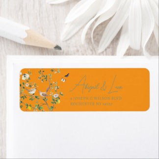 Chinoiserie Floral Bird Wedding Invitation Address Label