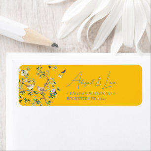 Chinoiserie Floral Bird Wedding Invitation Address Label