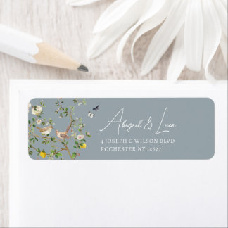 Chinoiserie Floral Bird Wedding Invitation Address Label