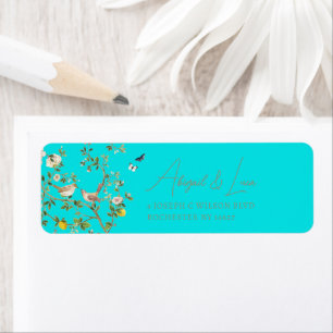 Chinoiserie Floral Bird Wedding Invitation Address Label
