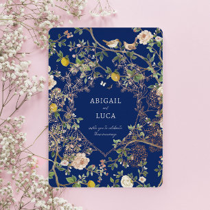 Chinoiserie Floral Birds Wedding Foil Invitation