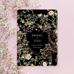 Chinoiserie Floral Birds Wedding Foil Invitation