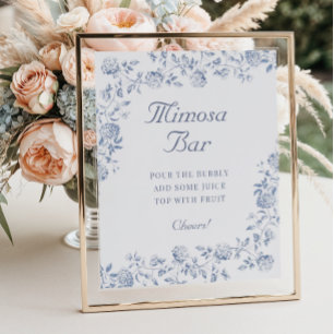 Chinoiserie Floral Bridal Shower Mimosa Bar Poster