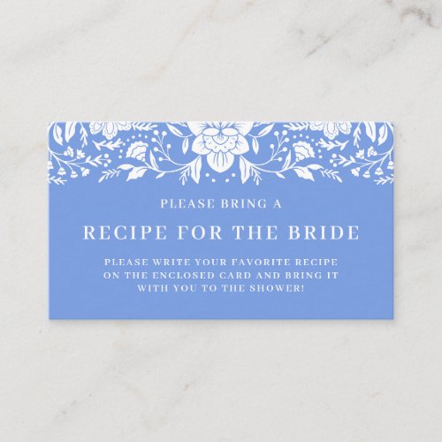 Chinoiserie Floral Bridal Shower Recipe Request Enclosure Card