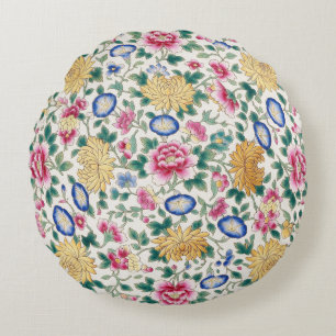 Chinoiserie Floral Chintz Round Pillow