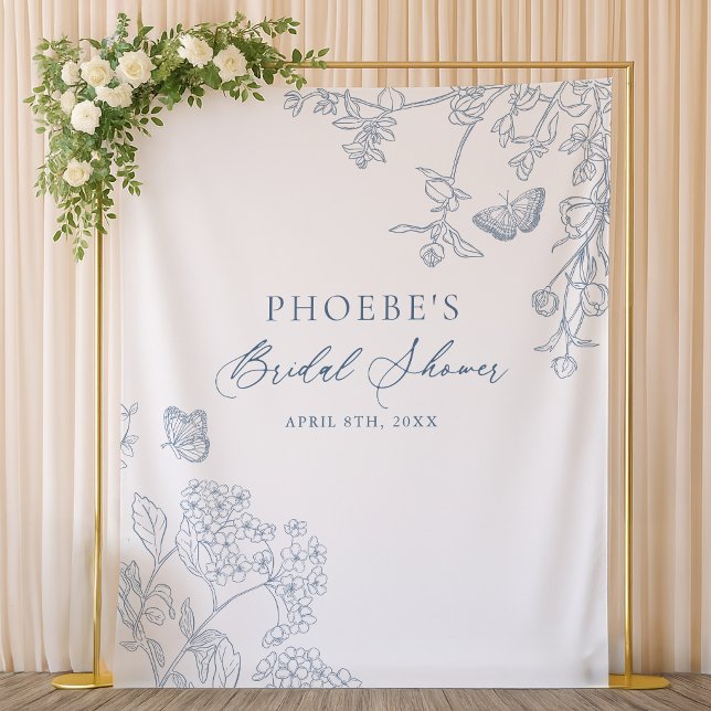 Chinoiserie Floral French Blue Bridal Backdrop (Creator Uploaded)