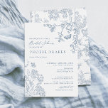 Chinoiserie Floral French Blue Bridal Shower Invitation<br><div class="desc">Make an unforgettable first impression with this elegant Chinoiserie Floral French Blue Bridal Shower Invitation. This exquisite invitation features a chic blue and white floral pattern design that elegantly announces your special bridal celebration. With its sophisticated floral motif and soft blue palette, this invitation suite evokes timeless romance and charm....</div>