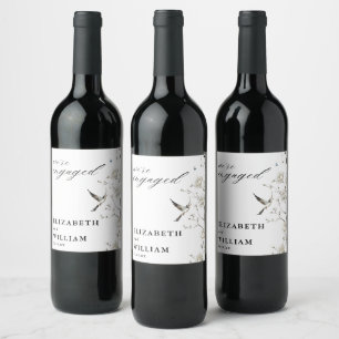 Chinoiserie Floral Garden Engagement Party Wine Label