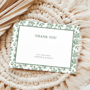 Chinoiserie Floral Green Toile Thank You Card