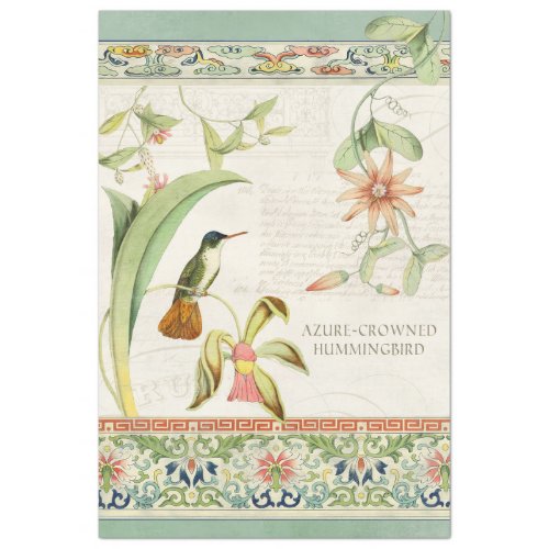 Chinoiserie Floral Hummingbird Vintage Decoupage Tissue Paper