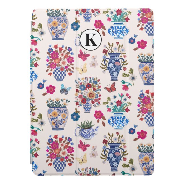 Chinoiserie Floral Monogram iPad Pro Cover (Front)