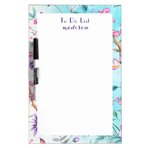 Chinoiserie Floral Pattern Dry Erase Board