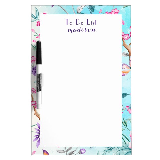 Chinoiserie Floral Pattern Dry Erase Board (Front)