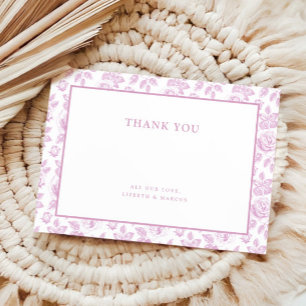 Chinoiserie Floral Pink Toile Thank You Card