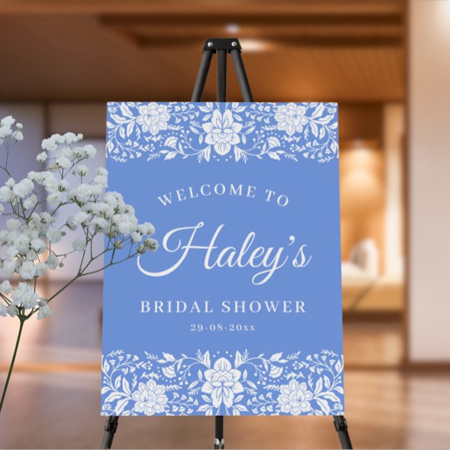 Chinoiserie Floral Something Blue Bridal Shower Foam Board (Creator Uploaded)