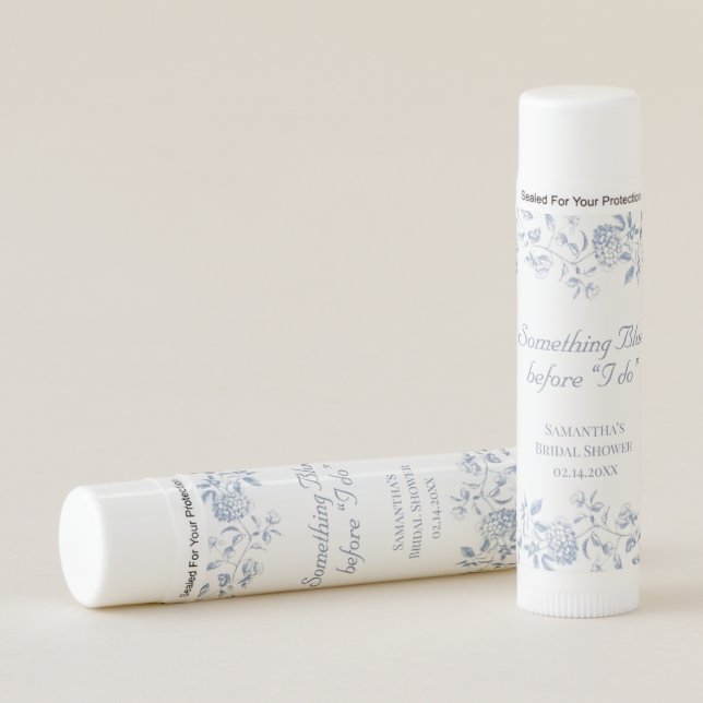 Chinoiserie Floral Something Blue Bridal Shower Lip Balm (Front)