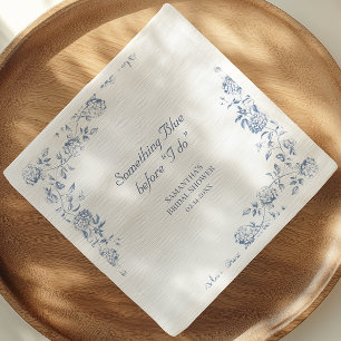 Chinoiserie Floral Something Blue Bridal Shower Napkins