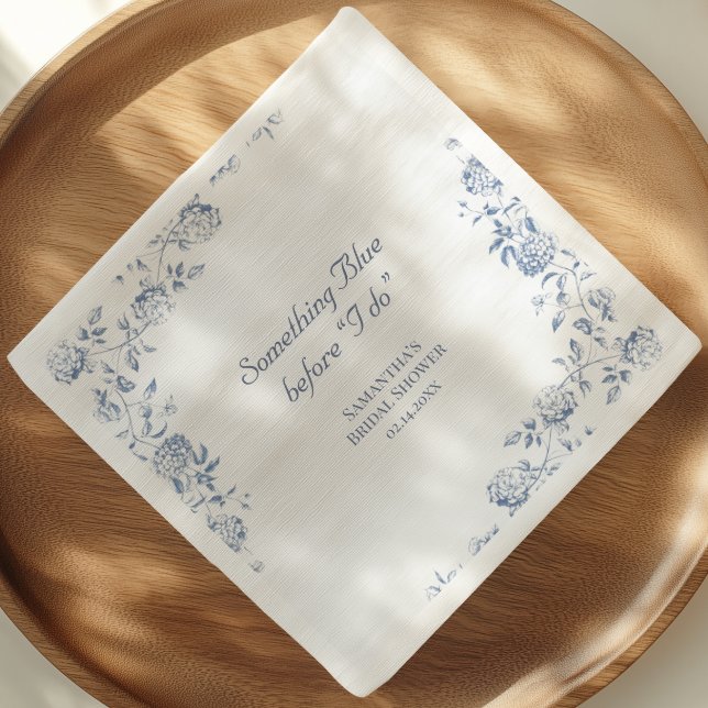 Chinoiserie Floral Something Blue Bridal Shower Napkins (Creator Uploaded)