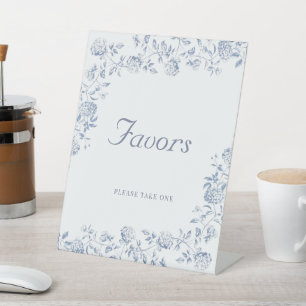 Chinoiserie Floral Something Blue Favors Pedestal Sign