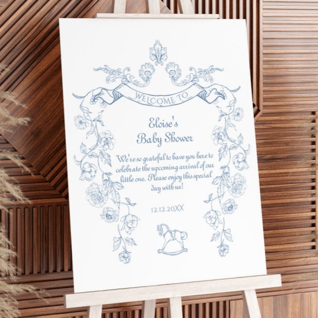 Chinoiserie floral Toile baby shower Welcome Foam Foam Board (Creator Uploaded)